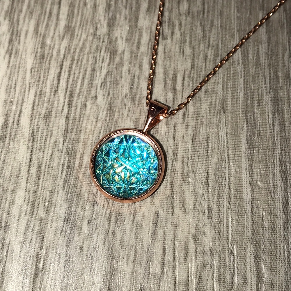 Blue Aztec w/ Rose Gold Pendant & Chain